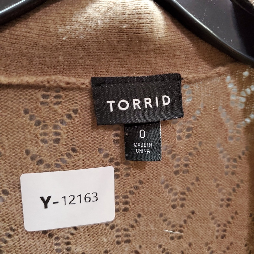 Torrid‎ Women Sweater 0 Brown Rib Open Front Cardigan Duster Pockets - Picture 5 of 6